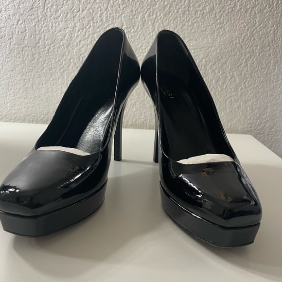 Vintage Gucci Patent Leather Pumps Black Vernice Crystal Nero - Size 9 Authentic - Picture 9 of 16
